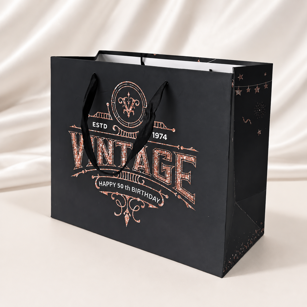 Vintage-Style 50th Birthday Paper Gift Bag