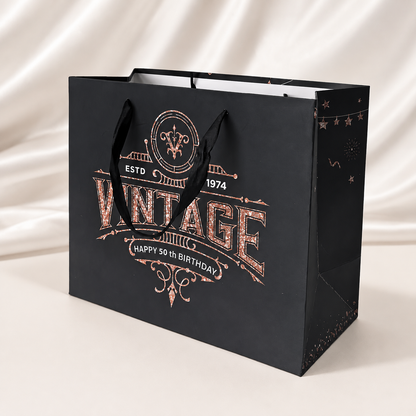Vintage-Style 50th Birthday Paper Gift Bag
