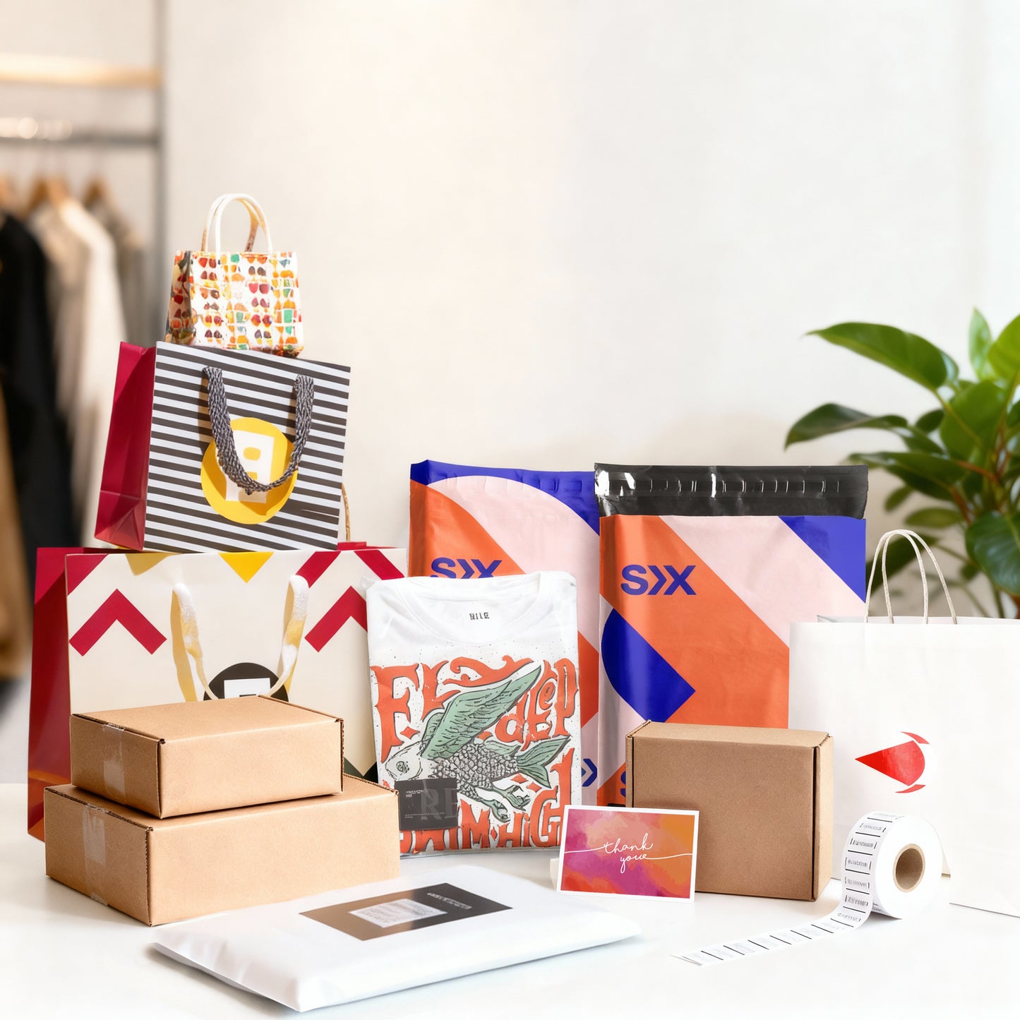 Custom retail packaging bags, boxes, and branded shipping