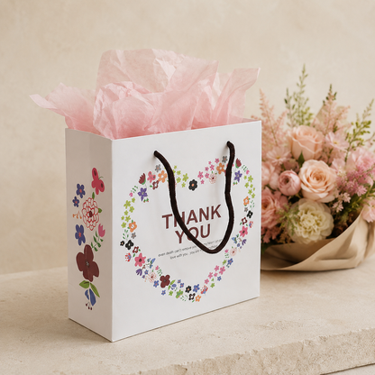 White Flower Gift Bag