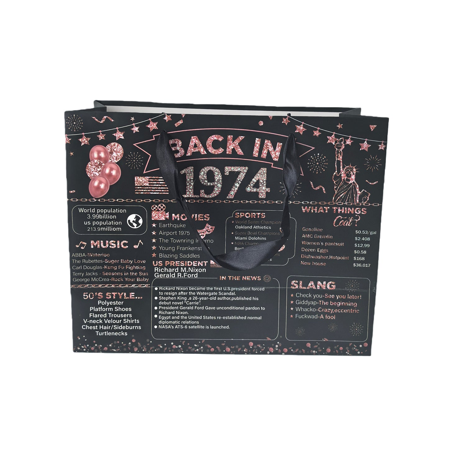 Vintage-Style 50th Birthday Paper Gift Bag